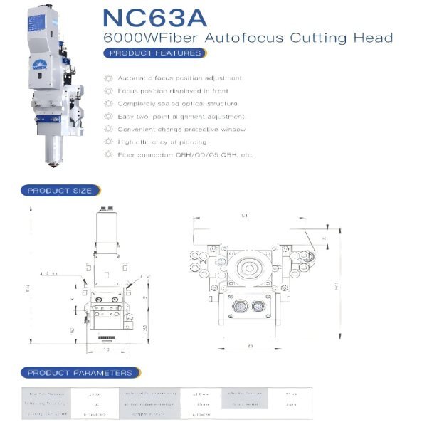 0-6kW WSX NC63A Fiber Laser Cutting Head WSX cutting head