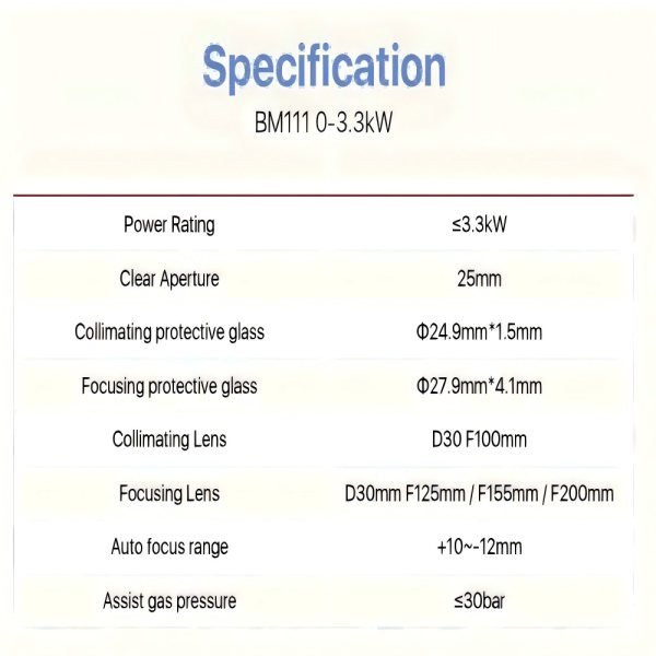 Raytools BM111 0 3 3kW Auto Focusing Fiber Laser Cutting Head 100 200 Raytool cutting head